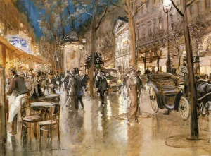 featured Evening on a Parisian Boulevard - Street Scenes - Georges Stein