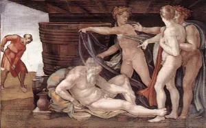 Drunkenness of Noah by Michelangelo Oil Painting