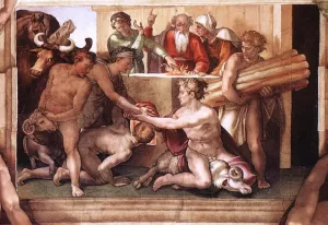 Sacrifice of Noah by Michelangelo Oil Painting