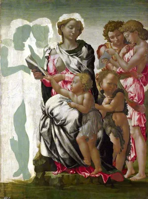 The Virgin and Child with Saint John and Angels by Michelangelo Oil Painting